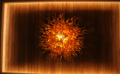 amber chandelier - view from directly underneath